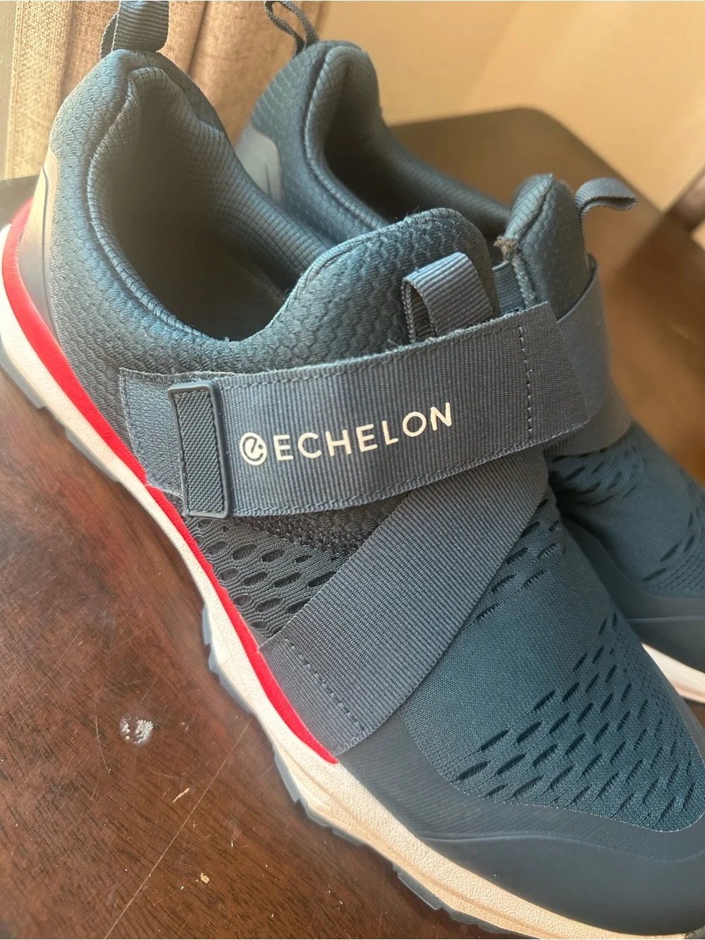 Men's Navy Athletic Slip-On Sneakers with Strap Bike Shoes Unisex